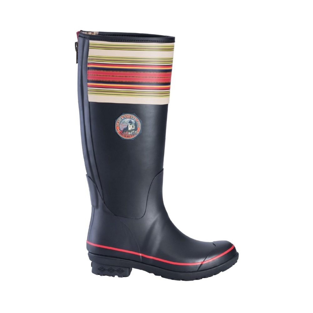 Pendleton Black & Orange Stripe Heritage Acadia National Tall Rain Boots 5 READ